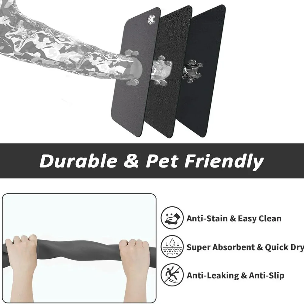 Pet Feeding Mat - Absorbent Dog Mat for Food and Water, No Stains Cat Bowl Mat,